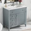 Solid Wood Bathroom Vanity with Ceramic Undermount Sink - 12" Soft-Close Drawer Slides, Flip Bin + Single Drawer + Storage Drawer, Adjustable Shelf