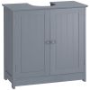 HOMCOM Pedestal Sink Storage Cabinet Bathroom Vanity with Doors Shelf Grey