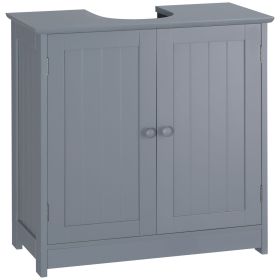 HOMCOM Pedestal Sink Storage Cabinet Bathroom Vanity with Doors Shelf Grey