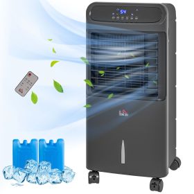 HOMCOM Portable Evaporative Air Cooler 3-in-1 Ice Cooling Fan with Remote Oscillation Timer Black for Home Office