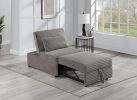 Convertible Wide-Welt Corduroy Sofa Sleeper Sofa Chair W/ Pull-Out Bed Smoke