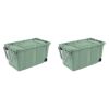 Extra Large Storage Bin, 40 Gallon Wheeled Plastic Storage Container with Handle, Green, Pack of 2
