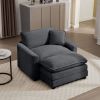Comfortable Single Chair Deep Seat Sofa With Footstool With One Pillow, Suitable for Living Room and Bedroom, Club Multiple Occasions