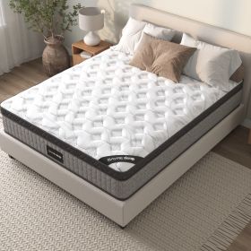 Assembled in USA - High Quality 12" Queen Diamond Innerspring Hybrid and Cooling Gel Memory Foam Mattress, Pressure Relief, and Motion Isolation