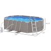 Outsunny 14x10 Steel Frame Above Ground Swimming Pool with Filter Pump Ladder for Families, Gray
