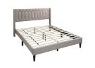 Modern Eye-Catching 1pc Queen Size Bed Light Brown Burlap Fabric Unique Diamond Design Headboard Bedframe