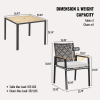 All Weather 5-Piece Patio Dining Table Sets, Patio Conversation Set Acacia Wood Table Top with Umbrella Hole, Rattan Outdoor, Coffee Brown Color