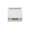 Manhattan Comfort Camberly 62.36 Floating Entertainment Center with 3 Shelves and Overhead Decor Shelf in White and Cinnamon