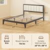 HOMCOM Queen Size Bed Frame with Headboard Queen Platform Bed Frame with Wooden Slats No Box Spring Needed Easy Assembly Walnut
