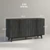 HOMCOM Fluted Sideboard Buffet Cabinet, 55" Coffee Bar Cabinet with 4 Doors, 2 Adjustable Shelves, 5 Wood Legs, Distressed Gray