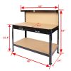 63" Tools Cabinet Working Tables Workbench Tool Storage Workshop Table with Drawers and Pegboard