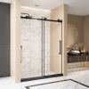 Frameless Single sliding shower door 60 "W x 76" H, 1/4 "(6 mm) Clear Tempered Glass, Explosion Proof Film, Stainless Steel Handle Square Tube Track
