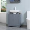 HOMCOM Pedestal Sink Storage Cabinet Bathroom Vanity with Doors Shelf Grey