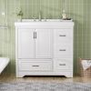 36'' Bathroom Vanities with Single Sink, Modern Under mount Bathroom Sink Cabinet with 2 Closing Doors & 4 Drawers. White