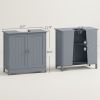 HOMCOM Pedestal Sink Storage Cabinet Bathroom Vanity with Doors Shelf Grey