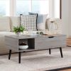 39" Wood Lift Top Coffee Table with Hidden Compartment and Storage Shelf for Living Room, Reception Room, Grey