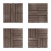 12"x12" Square Outdoor Square Teak Deck Tiles, 6PCS Patio Interlocking Flooring Tiles, Brown