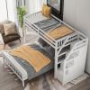 Twin over Full Loft Bed with Staircase,White