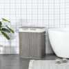 HOMCOM 26.4-Gals Bamboo Laundry Hamper with Lid and Handles, 2-Section Collapsible Laundry Basket, Gray