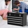 Metal Tool Box with 4 Drawers Portable Steel Tool Chest with Metal Cylinder Lock and Latch Closure, Liner, Powder coating, suitable for Garage