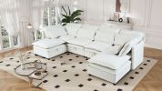 U_Style Double-Layer Cushion Modern Large U-Shaped Modular Sofa, Freely Combinable 6-Seater with Storage Function, Convertible to Sofa Bed
