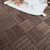 12"x12" Square Outdoor Square Teak Deck Tiles, 6PCS Patio Interlocking Flooring Tiles, Brown