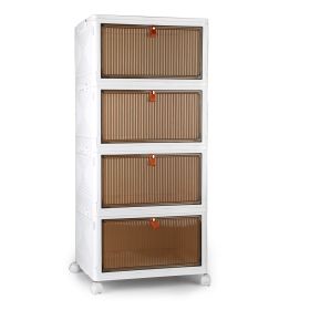 4Pc Foldable Storage Bins With Lid Front Magnetic Door Collapsible Stackable Closet Organizer Containers With 4Pcs 360 Degree Rotatable Wheels (Option: S Size)