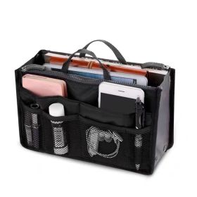Purse Insert Storage Bag; Versatile Travel Organizer Bag Insert Cosmetic Bag With Multi-Pockets (Color: Black)