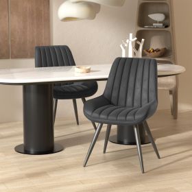 Modern Dining Chairs, Comfortable Dining Room Chairs with Thick Cushions, Fabric Upholstered Side Chairs with Metal Legs for Kitchen (count: 2 Set, Color: Black)