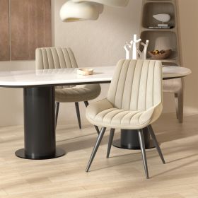 Modern Dining Chairs, Comfortable Dining Room Chairs with Thick Cushions, Fabric Upholstered Side Chairs with Metal Legs for Kitchen (count: 2 Set, Color: Beige)