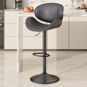 Swivel Bar Stools Set of 1, Seat Adjustable Height 24-33IN Bentwood Barstools with Back & Footrest (count: 1set, Color: gray)