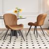 Modern Dining Room Chairs Set of 2, Upholstered Kitchen Dinner Chair Fabric and Curved Backrest Kitchen Chairs