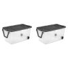 Extra Large Storage Bin, 160 Quart Wheeled Clear Plastic Storage Container with Handle, Gray, Pack of 2