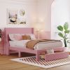 Full Size Storage Bed Velvet Upholstered Platform Bed with a Big Drawer