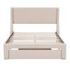Full Size Storage Bed Velvet Upholstered Platform Bed with a Big Drawer