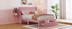Full Size Storage Bed Velvet Upholstered Platform Bed with a Big Drawer