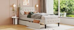 Twin Size Upholstered Platform Bed with 2 Drawers