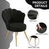 Velvet Accent Chair with Gold Metal Legs, Vanity Chair for Makeup Room, Upholstered Guest Chair for Living Room, Side Chair for Bedroom