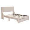 Full Size Storage Bed Velvet Upholstered Platform Bed with a Big Drawer