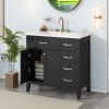 36" Bathroom Vanity with Sink Combo, Black Bathroom Cabinet with Drawers, Solid Frame and MDF Board